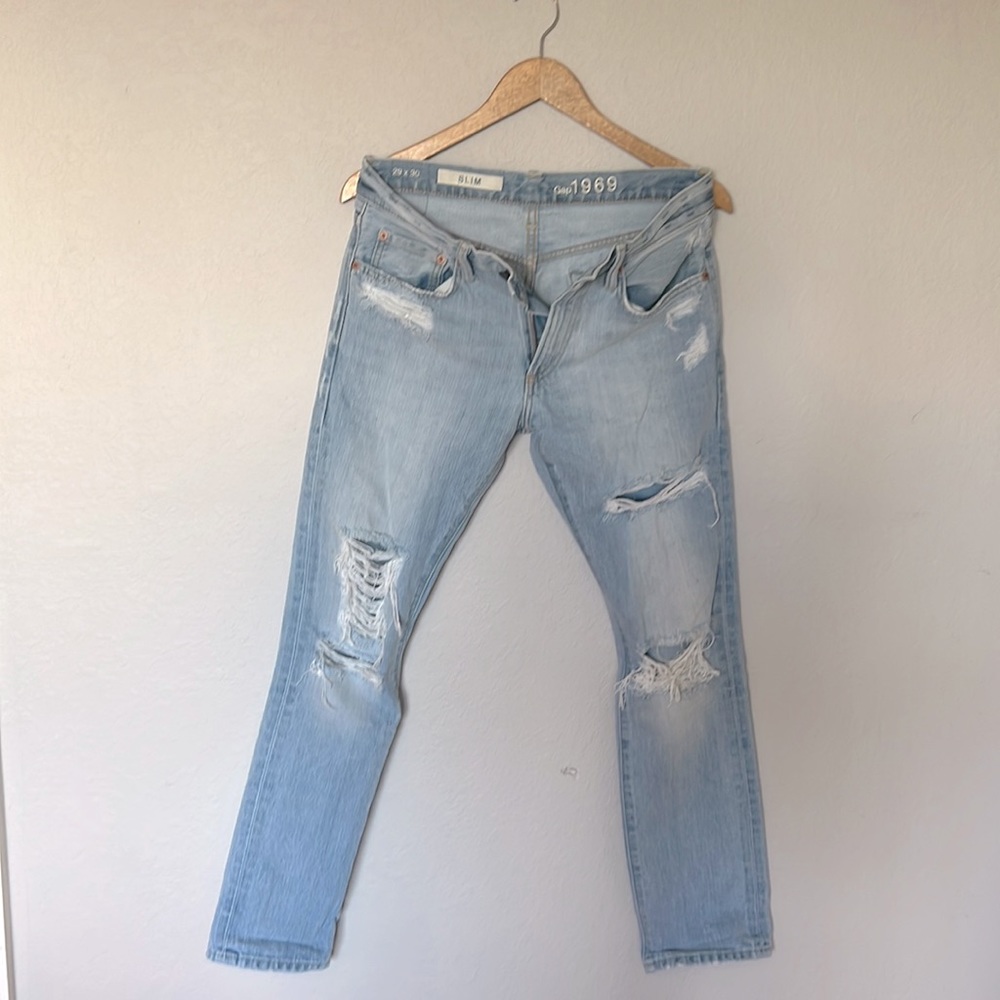 Distressed GAP 1969 denim jeans
